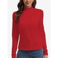 thumbnail image 1 of Women's Long Sleeve Mock Turtleneck Tops Casual Slim Fitted Lightweight Under Layer Pullover Shirts, 1 of 6