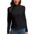 thumbnail image 1 of Women's Long Sleeve Mock Turtleneck Tops Casual Slim Fitted Lightweight Under Layer Pullover Shirts, 1 of 6
