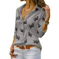 thumbnail image 1 of Women's Long Sleeve Multi-Color Butterfly Print Blouses Loose Lapel Shirts Tops, 1 of 1