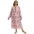 Women's Long Sleeve Nightgown Plus Size Long Sleepshirts Floral Sleep ...