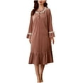 thumbnail image 1 of Women's Long Sleeve Nightgown Velvet Thick Warm Sleep Dress Victoria Nightdress Ladies Sleepwear House Dress (XL, Rose Gold), 1 of 6