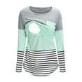 thumbnail image 1 of Women's Long Sleeve Nursing Tops Pregnancy Maternity Striped Breastfeeding T-Shirt Tunic Tee Top Blouse Gray S, 1 of 4