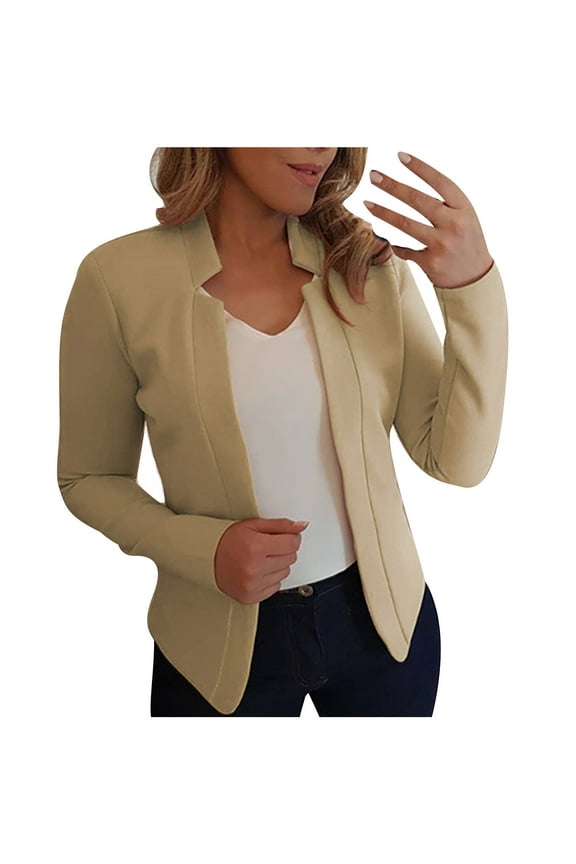 Women's Long Sleeve Open Front Cardigans Casual Solid Color Jacket Fall Fashion Coat Lightweight Dusters Ladies Elegant Office Work Tops Slim Fit Plain Cardigan Plus Size