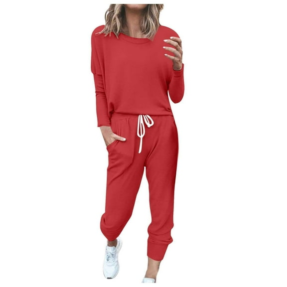 Women's Long Sleeve Outfit Set - Color Block Patchwork Top & Wide Leg Pants - Casual Linen Blend, Elastic Waist, Multiple Sizes