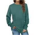 thumbnail image 1 of Women's Long Sleeve Oversized Crew Neck Solid Color Fleece Pullover Fall Sweater Tops Irregular Hem Tunic for Leggings Casual Loose Spring Shirts, 1 of 6