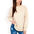 thumbnail image 1 of Women's Long Sleeve Oversized Crewneck Sweatshirt with Drop Shoulders - Medium, Light Beige, 1 of 6