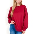 thumbnail image 1 of Women's Long Sleeve Oversized Crewneck Sweatshirt with Drop Shoulders - X Large, Burgundy, 1 of 6