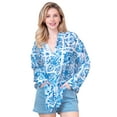 thumbnail image 1 of Women's Long Sleeve Oversized Voile Shirt with Chest Pocket Mosaic, Beach Fruit Print, 1 of 11