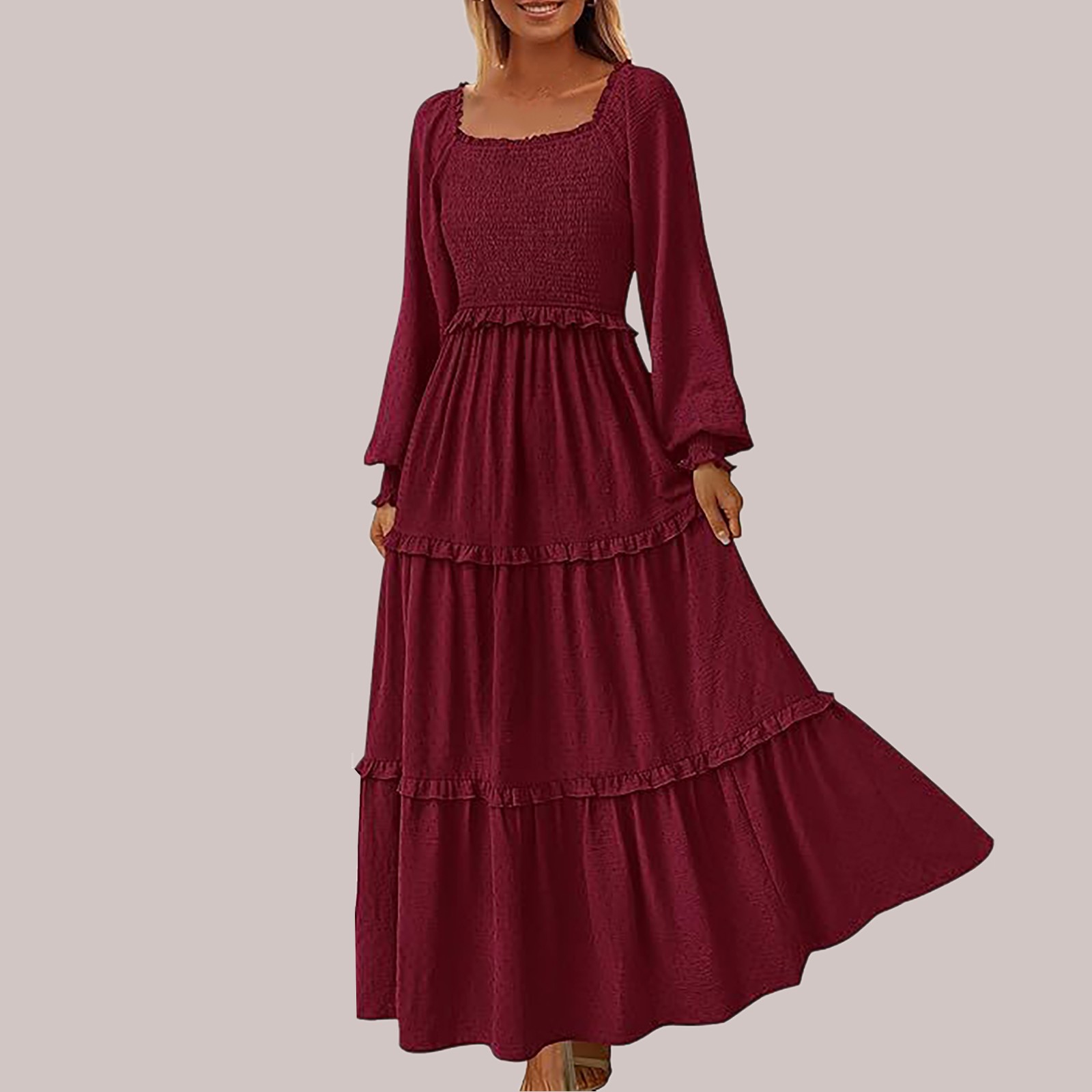 Plus Size Solid Color Pleated Dress