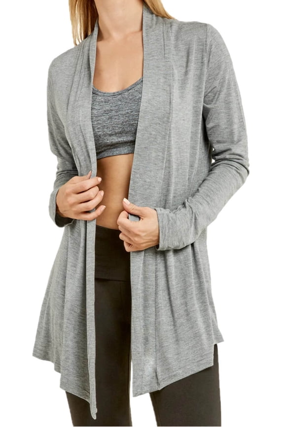 Women's Long Sleeve Plus Size Open Front Casual Lightweight Cardigan, Heather Grey XL, 1 Pack