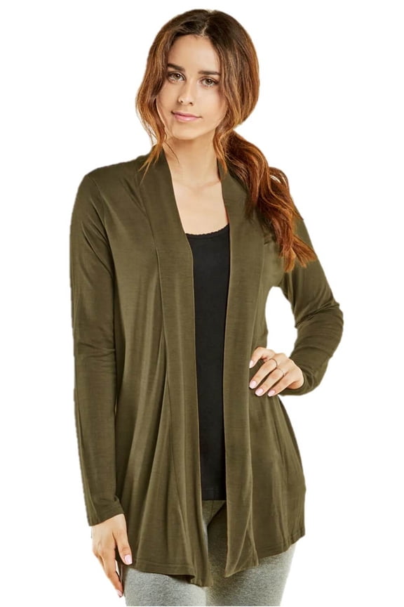 Women's Long Sleeve Plus Size Open Front Casual Lightweight Cardigan, Olive XL, 1 Pack