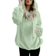 thumbnail image 1 of Women's Long Sleeve Pocket Solid Color Warm Pullover Hooded Sweatshirt Basic Winter Clothing Outfits Fall Clothes, 1 of 8