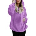 thumbnail image 1 of Women's Long Sleeve Pocket Solid Color Warm Pullover Hooded Sweatshirt Basic Winter Clothing Outfits Fall Clothes, 1 of 8