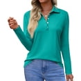 thumbnail image 1 of Women's Long Sleeve Polo Shirts Collared Work Tops Short Sleeve Business Casual Dressy Blouses Fall Tops, 1 of 4