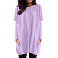 thumbnail image 1 of Women's Long Sleeve Print Top - Round Neck, Pocket Detail, Autumn Winter - Polyester Fabric for Casual & Athletic Wear, 1 of 4