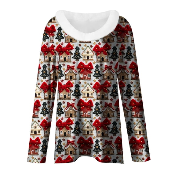 Women's Long Sleeve Printed Christmas Casual T-Shirt Top