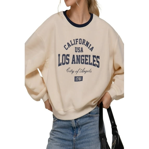 FashionStream Long Sleeve Crew Neck Pullover Sweatshirt, Women's