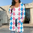 thumbnail image 1 of Women's Long Sleeve Printed Shirt Cardigan Tops Blouses for Women Loose Fit Casual Daily Wear Business Office Vacation Outfits Fashion Essential Gift | HAODEJW,Light Blue L, 1 of 7