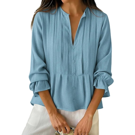 Women's Long Sleeve Pullover, Graphic Print Casual Top, Statement Basic Shirt for Streetwear or Concert Wear, Sky Blue - XL