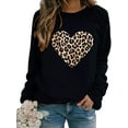 thumbnail image 1 of Women's Long Sleeve Pullover Leopard Love Heart Print Casual T-Shirt Tops, 1 of 1
