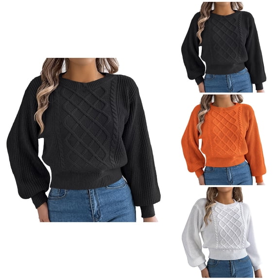 Women's Long Sleeve Pullover Sweater – Lightweight Soft Knit Tunic Top, Loose Fit Crewneck, Solid Color Warm Casual Comfortable Fashion for Fall & Winter