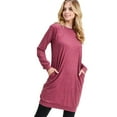 thumbnail image 1 of Women's Long Sleeve Pullover Sweatshirt Dress, BURGUNDY, L, 1 of 5