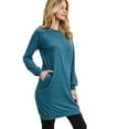 thumbnail image 1 of Women's Long Sleeve Pullover Sweatshirt Dress, FOREST GREEN, S, 1 of 5