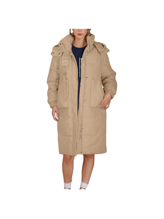 Women's Long Sleeve Quilted Puffer Coat Warm Cotton Jacket Casual Winter Outerwear | Cute Bread Coat for Cold Weather Commute and Weekend Strolls