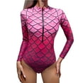 thumbnail image 1 of Women's Long Sleeve Rash Guard Swimsuit - Sun Printed Zipper Surfing Bathing Suit, Nylon/Spandex, UV Protection (S-XXL), 1 of 8