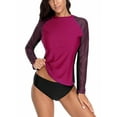 thumbnail image 1 of Women's Long Sleeve Rash Guard UPF 50+ Striped Swim Shirts, 1 of 5