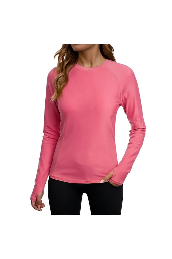 Women's Long Sleeve Rash Guard with Thumb Holes 40+ UPF Protection Training Tee Cooling Tunic Workout Tops