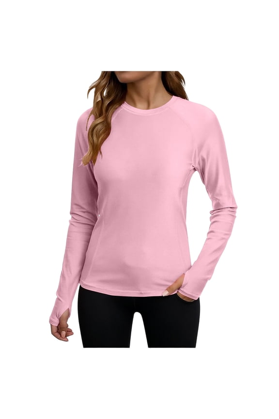 Women's Long Sleeve Rash Guard with Thumb Holes 40+ UPF Protection Training Tee Cooling Tunic Workout Tops