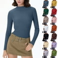 thumbnail image 1 of Women's Long Sleeve Ribbed Knit Turtleneck Sweater, Slim Fit Thermal Base Layer Top, 14 Colors, 1 of 8