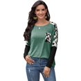 thumbnail image 1 of Women's Long Sleeve Round Neck Colorblock Leopard Print Cotton Loose Pullovers, 1 of 2