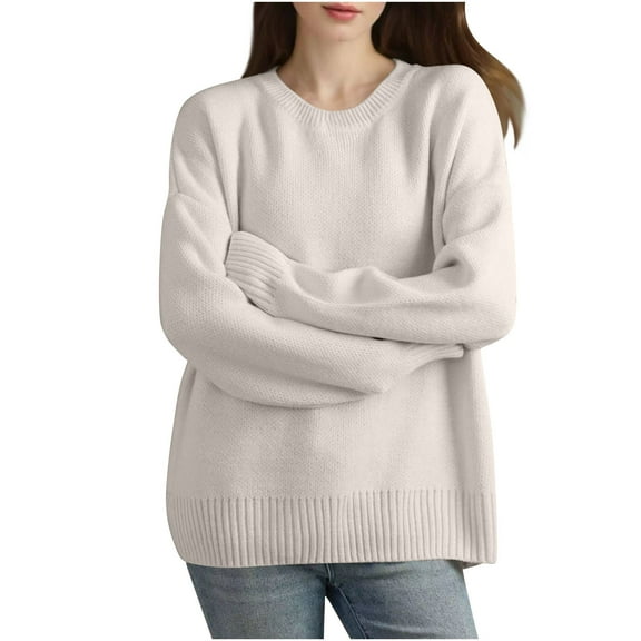 Women's Long Sleeve Round Neck Knitted Sweater Pullover Casual Comfort Top Soft Warm Daily Wear Use