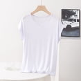 thumbnail image 1 of Women's Long Sleeve Round Neck Pullover Pajama Top Soft Polyester Solid Color Casual Loungewear for Home, 1 of 3