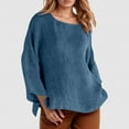 thumbnail image 1 of Women's Long Sleeve Round Neck Solid Color Loose Fit Casual Shirt Women Long Sleeve Button down Shirt Womens Apparel Women V Neck T Shirt Baseball Long Sleeve Tees for Women Button down Dress for, 1 of 4