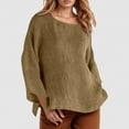 thumbnail image 1 of Women's Long Sleeve Round Neck Solid Color Loose Fit Casual Shirt Women Long Sleeve Button down Shirt Womens Apparel Women V Neck T Shirt Baseball Long Sleeve Tees for Women Button down Dress for, 1 of 4