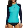 thumbnail image 1 of Women's Long Sleeve Rushguard Contrast Color UPF 50+ Tankini Swim Shirt, 1 of 6
