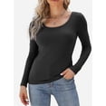 thumbnail image 1 of Women's Long Sleeve Scoop Neck Shirts Casual Slim Fit Tops Summer Fall Basic Business Work Tee, 1 of 4
