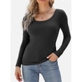thumbnail image 1 of Women's Long Sleeve Scoop Neck Shirts Casual Slim Fit Tops Summer Fall Basic Business Work Tee, 1 of 4