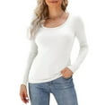 thumbnail image 1 of Women's Long Sleeve Scoop Neck Shirts Casual Slim Fit Tops Summer Fall Basic Business Work Tee, 1 of 4