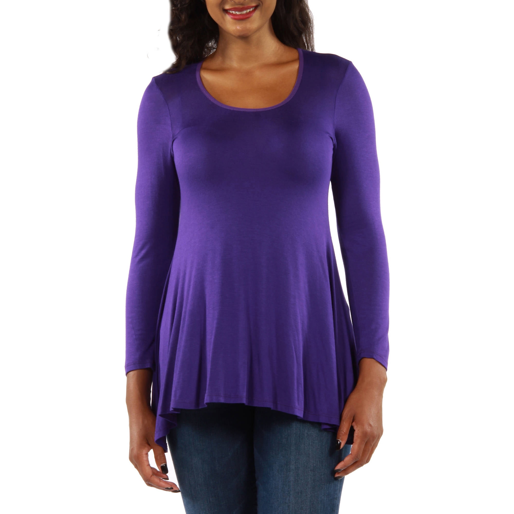 Women's Long Sleeve Scoop Neck Tunic Top
