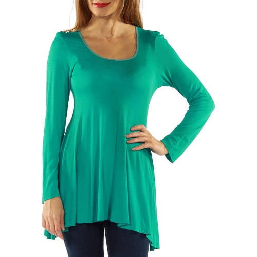 Eileen Fisher Women's Teal Long Sleeve Scoop Neck Tunic Top Green Size Large