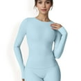 thumbnail image 1 of Women's Long Sleeve Seamless Activewear Top - Large, Light Blue, 1 of 7