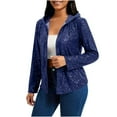 thumbnail image 1 of Women's Long Sleeve Sequin Jackets with Hoodie Open Front Sequin Cardigan Sweaters Blazer, 1 of 7