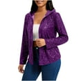 thumbnail image 1 of Women's Long Sleeve Sequin Jackets with Hoodie Open Front Sequin Cardigan Sweaters Blazer, 1 of 7