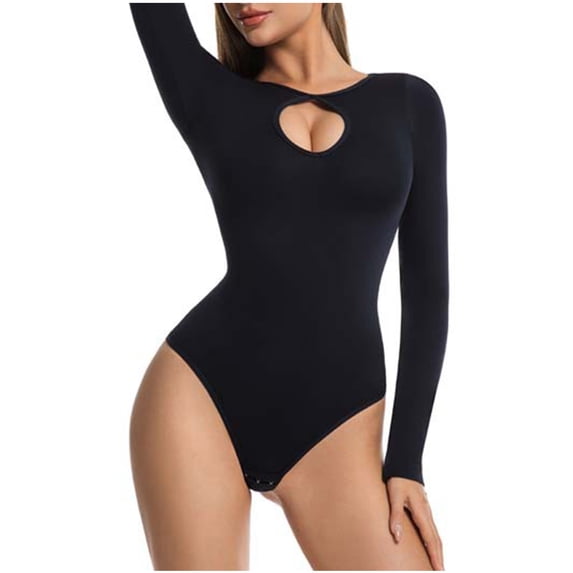 Women's Long Sleeve Shapewear Bodysuit Tummy Control Butt Lifting Slimming Shapewear Cutout Basic Layering Top