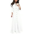 thumbnail image 1 of Women's Long Sleeve Shirt Dress Maxi Dresses Button Down Lapel Solid Color With Pockets White M, 1 of 2