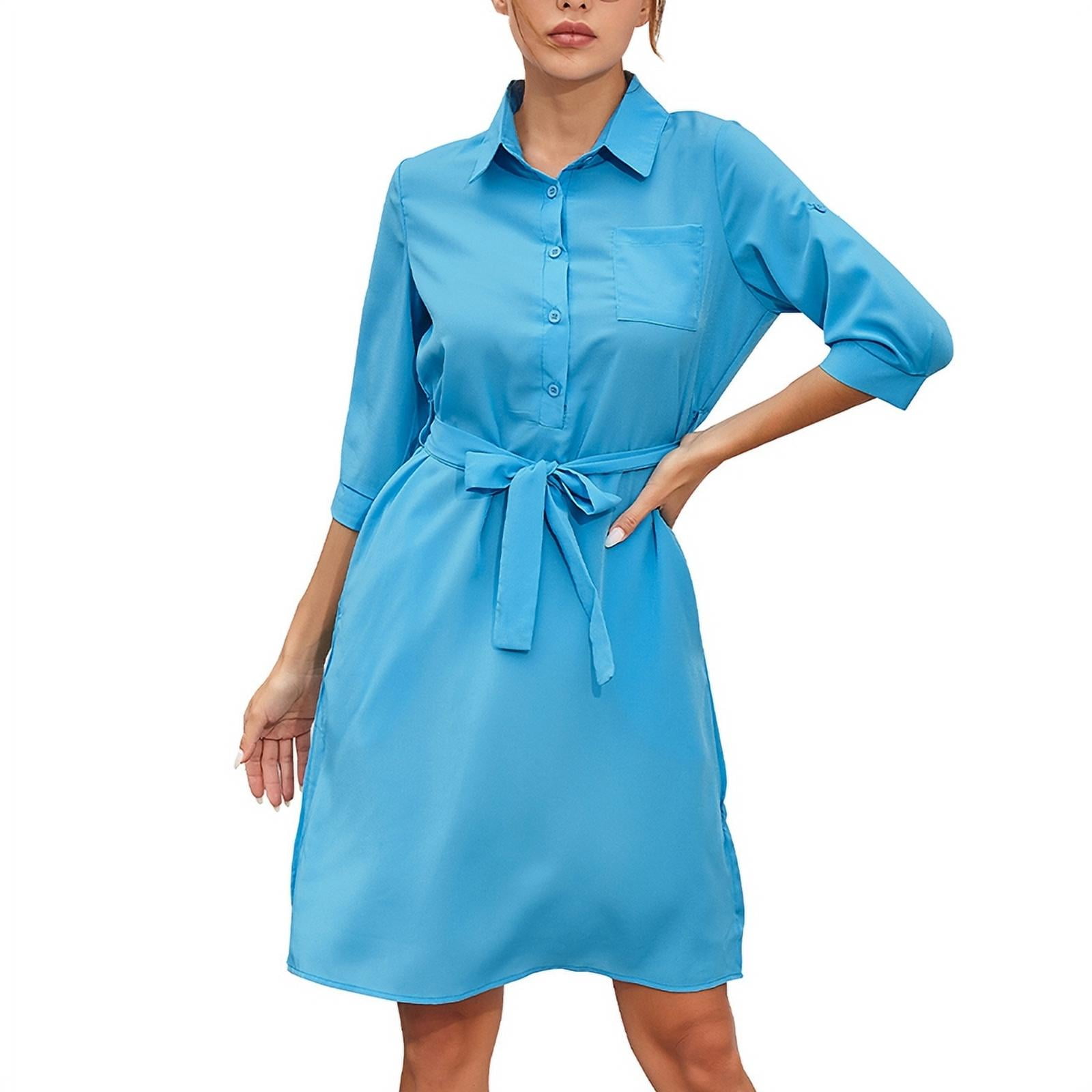Belted button down hot sale dress